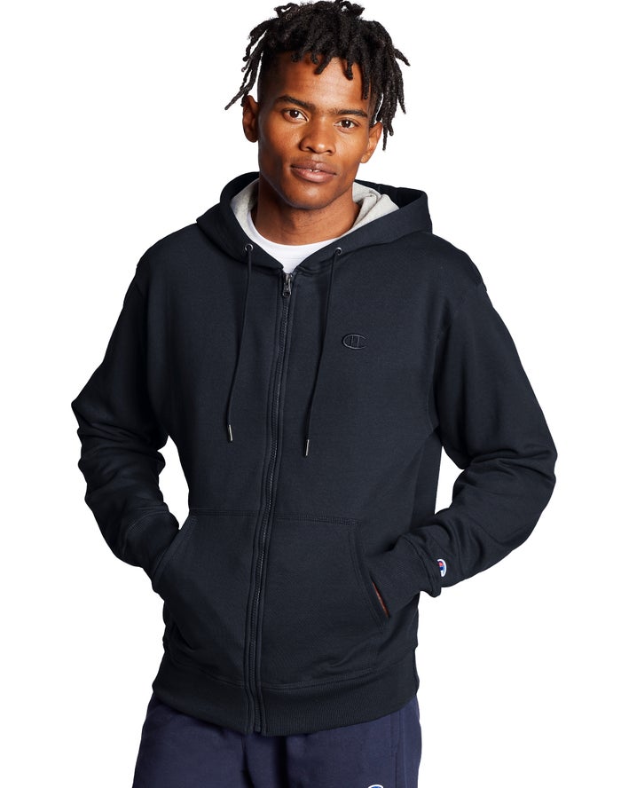 Champion Powerblend Fleece Full Zip C Logo Hoodie Heren - Donkerblauw - Belgie 2065KGIRB